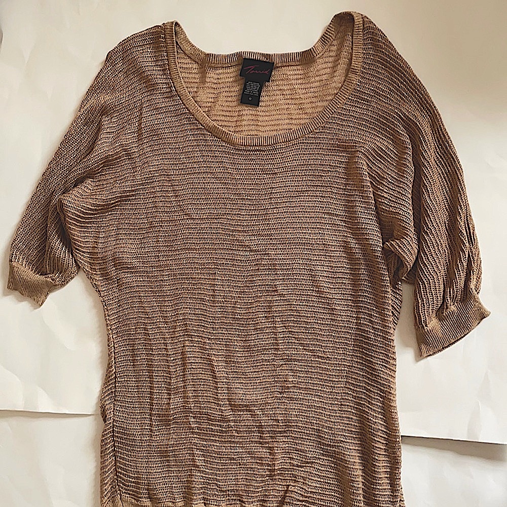 Torrid Size 0 (Plus Size) tan and gold shirt